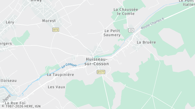 Carte de la zone d'intervention à Huisseau-sur-Cosson
