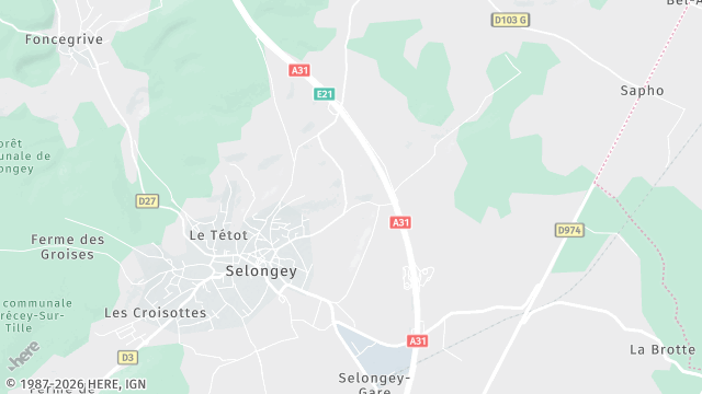 Carte de la zone d'intervention à Selongey