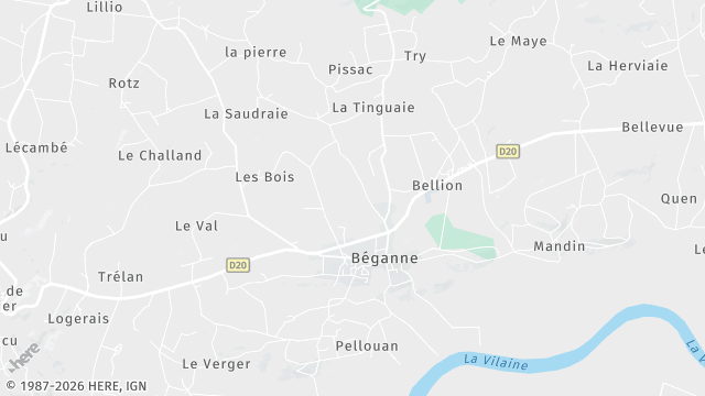 Carte de la zone d'intervention à Béganne