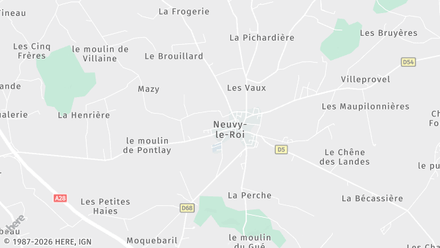 Carte de la zone d'intervention à Neuvy-le-Roi
