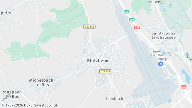 Carte de la zone d'intervention à Blotzheim