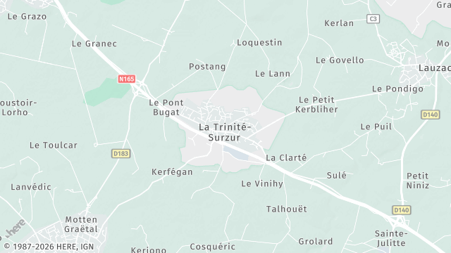 Carte de la zone d'intervention à La Trinité-Surzur