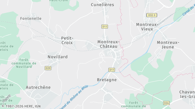 Carte de la zone d'intervention à Montreux-Château