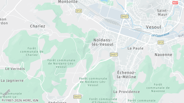 Carte de la zone d'intervention à Noidans-lès-Vesoul