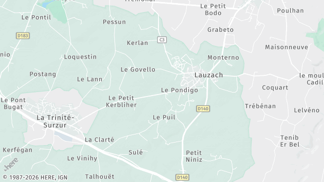Carte de la zone d'intervention à Lauzach