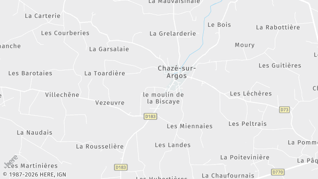 Carte de la zone d'intervention à Chazé-sur-Argos
