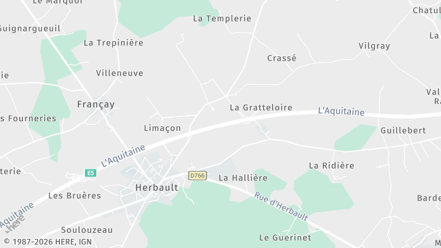 Carte de la zone d'intervention à Herbault