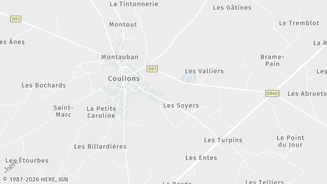 Carte de la zone d'intervention à Coullons