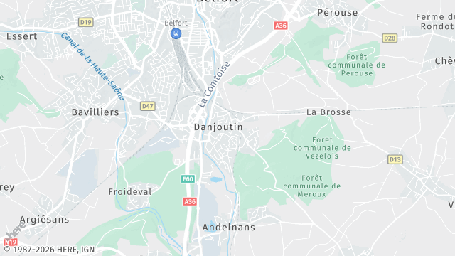 Carte de la zone d'intervention à Danjoutin
