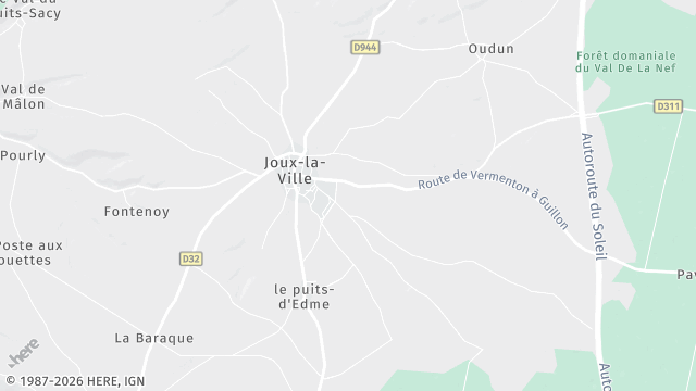 Carte de la zone d'intervention à Joux-la-Ville