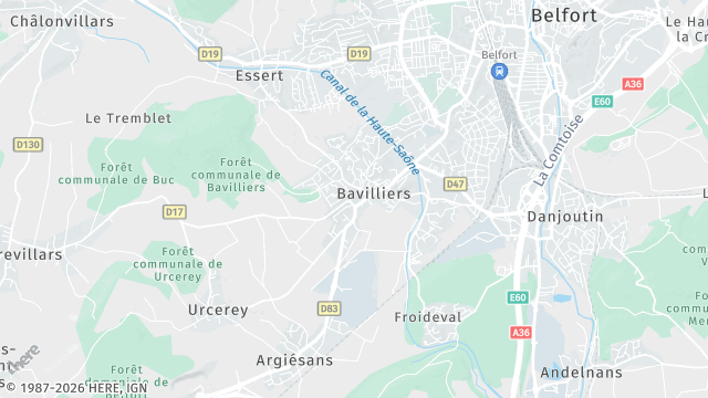 Carte de la zone d'intervention à Bavilliers