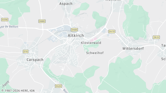 Carte de la zone d'intervention à Altkirch