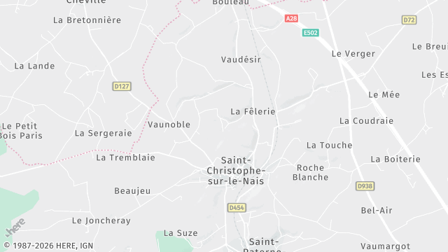 Carte de la zone d'intervention à Saint-Christophe-sur-le-Nais