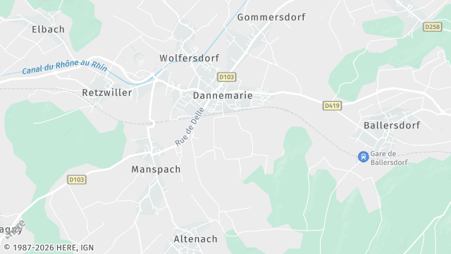 Carte de la zone d'intervention à Dannemarie