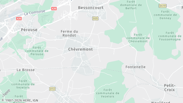 Carte de la zone d'intervention à Chèvremont