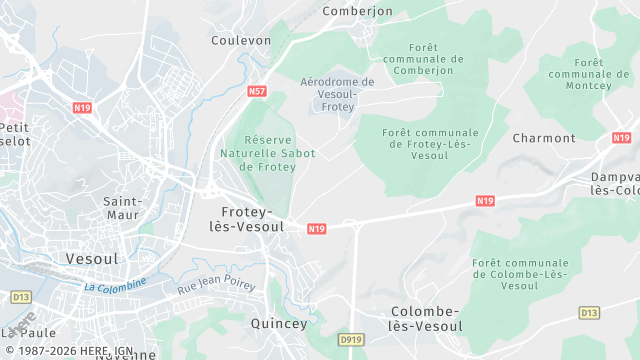 Carte de la zone d'intervention à Frotey-lès-Vesoul