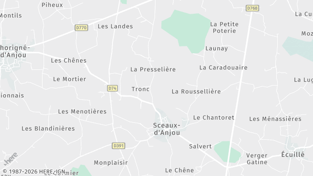 Carte de la zone d'intervention à Sceaux-d'Anjou