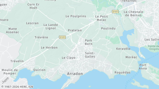 Carte de la zone d'intervention à Arradon