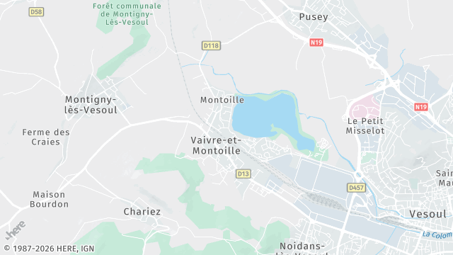 Carte de la zone d'intervention à Vaivre-et-Montoille