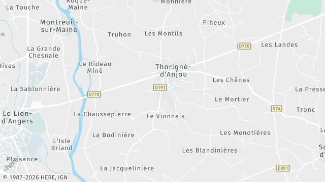 Carte de la zone d'intervention à Thorigné-d'Anjou
