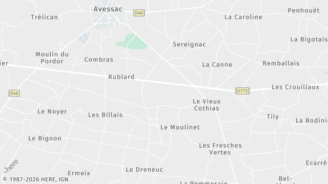 Carte de la zone d'intervention à Avessac