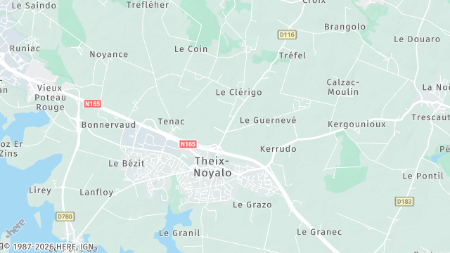 Carte de la zone d'intervention à Theix-Noyalo