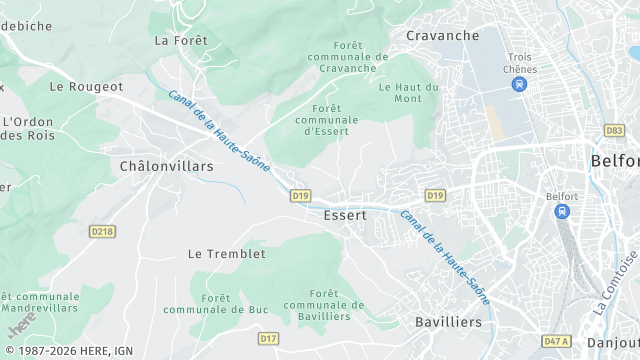 Carte de la zone d'intervention à Essert