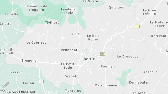 Carte de la zone d'intervention à Berric