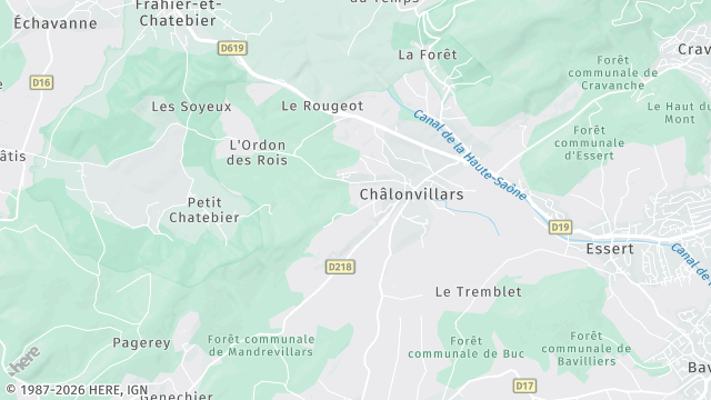Carte de la zone d'intervention à Châlonvillars