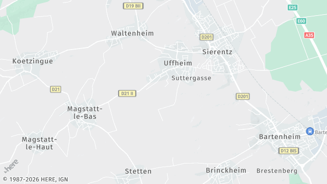 Carte de la zone d'intervention à Uffheim