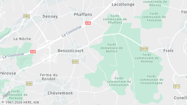 Carte de la zone d'intervention à Bessoncourt