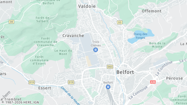 Carte de la zone d'intervention à Belfort