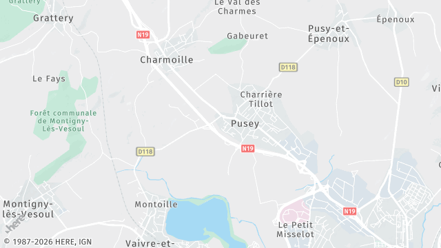 Carte de la zone d'intervention à Pusey