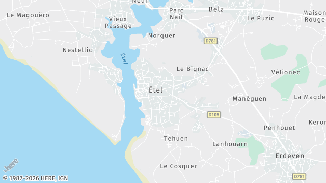 Carte de la zone d'intervention à Étel