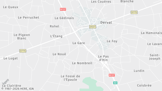 Carte de la zone d'intervention à Derval