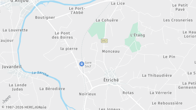 Carte de la zone d'intervention à Étriché
