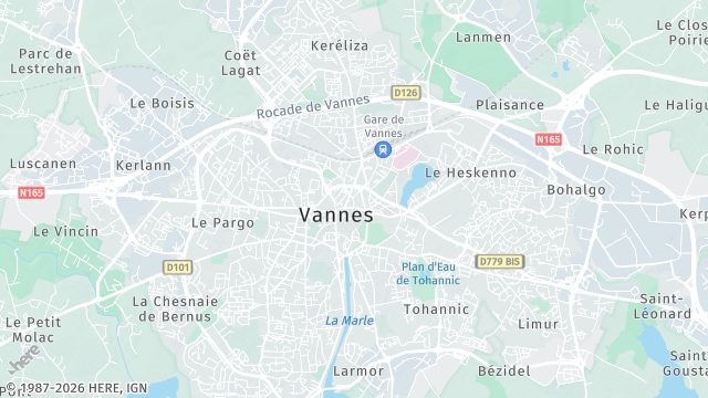 Carte de la zone d'intervention à Vannes