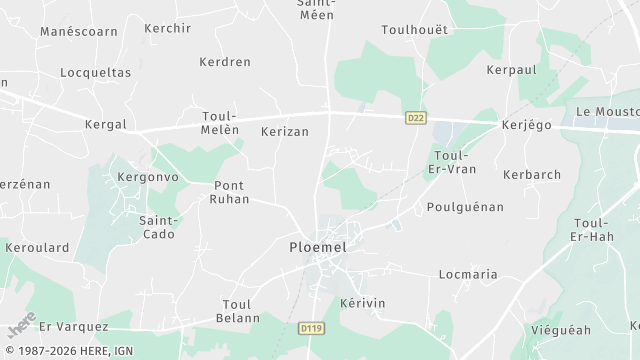 Carte de la zone d'intervention à Ploemel