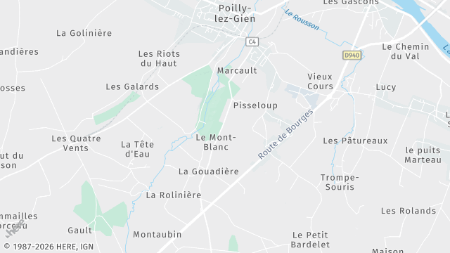 Carte de la zone d'intervention à Poilly-lez-Gien