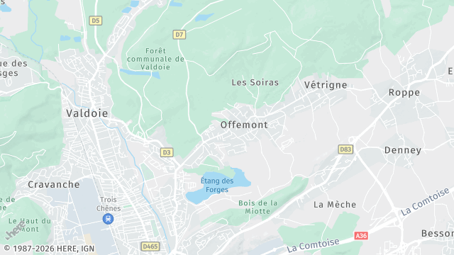 Carte de la zone d'intervention à Offemont