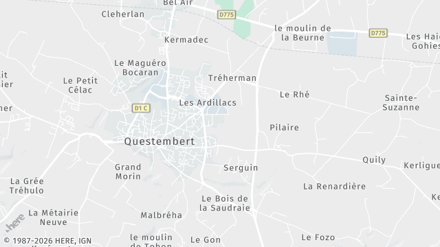 Carte de la zone d'intervention à Questembert