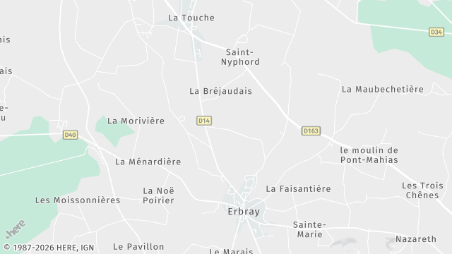 Carte de la zone d'intervention à Erbray