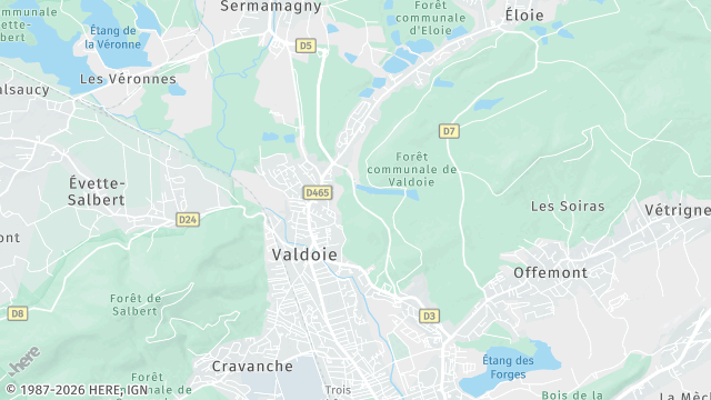 Carte de la zone d'intervention à Valdoie