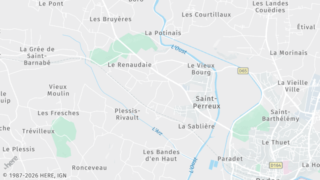 Carte de la zone d'intervention à Saint-Perreux