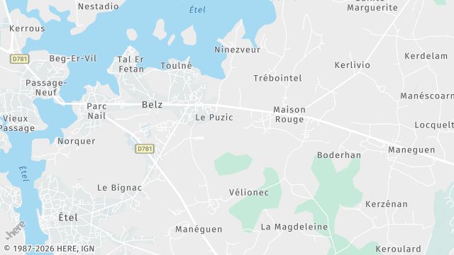 Carte de la zone d'intervention à Belz