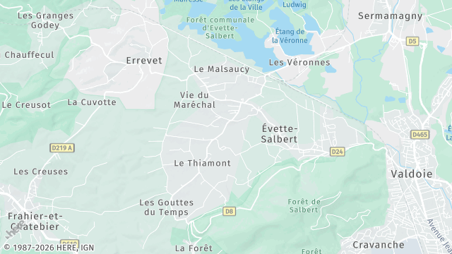 Carte de la zone d'intervention à Évette-Salbert