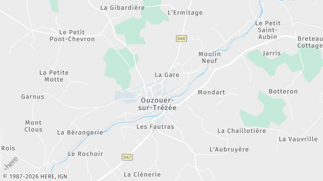 Carte de la zone d'intervention à Ouzouer-sur-Trézée