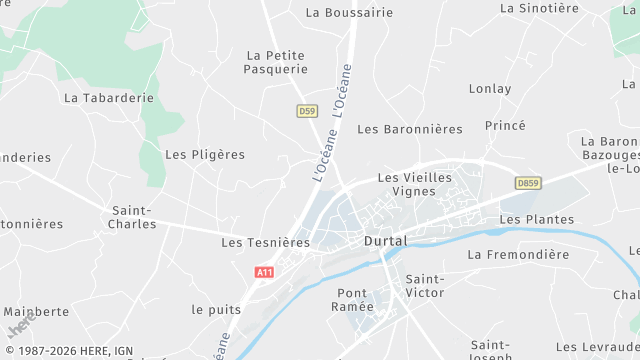 Carte de la zone d'intervention à Durtal
