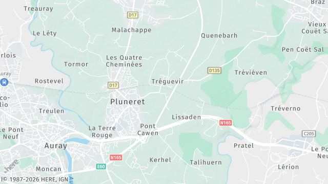 Carte de la zone d'intervention à Pluneret