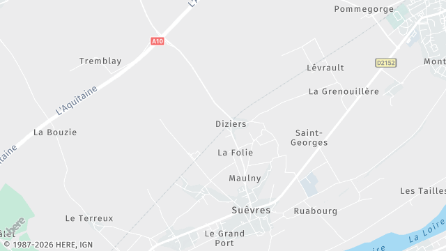 Carte de la zone d'intervention à Suèvres